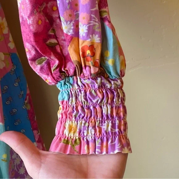 SPELL & THE GYPSY COLLECTIVE FREDA SHIRRED MIDI DRESS IN LOLLY - Picture 9 of 16